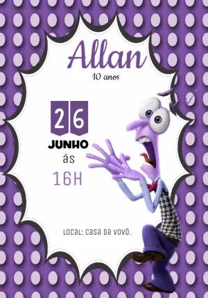 Convite Aniversário Medo Divertida Mente para Editar Online