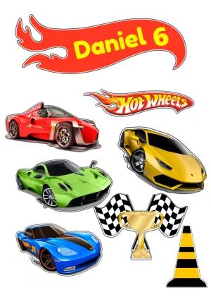 Topo de Bolo Hot Wheels Aniversário Carros Editável Online