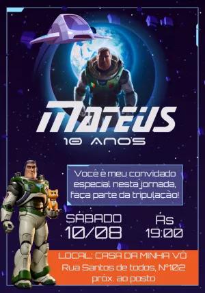 Convite de Aniversário Buzz Lightyear para Editar Online