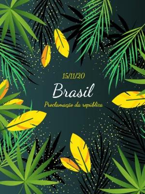Arte Editável Proclamação da República com Folhas Tropicais