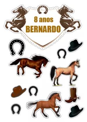 Topo de Bolo Rodeio Cavalos para Editar e Imprimir