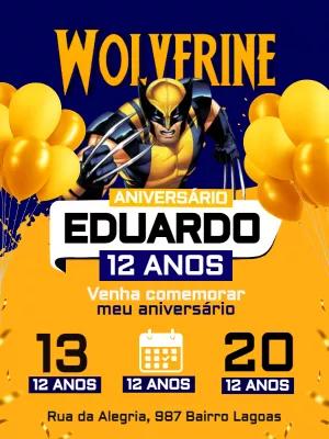 Convite de Aniversário Wolverine para Editar Online