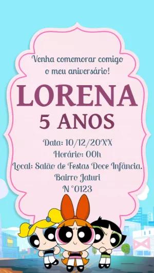 Convite Aniversário Meninas Superpoderosas para Editar Online