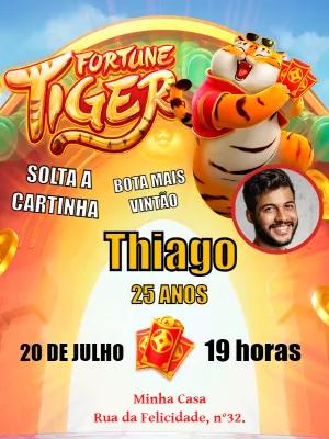 Convite Aniversário Fortune Tiger com Foto para Editar Online