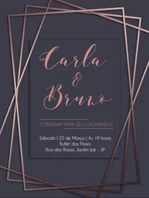 Convite de Casamento Moderno Rosê Gold para Editar Online