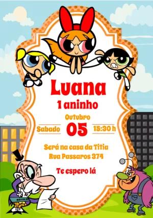 Convite Aniversário Meninas Super Poderosas para Editar Online