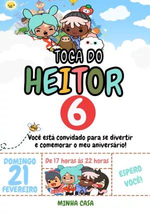 Convite de Aniversário Toca Life World com Personagens para Editar