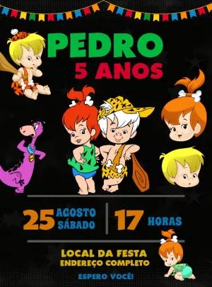 Convite de Aniversário Pedrita e Bambam para Editar Online