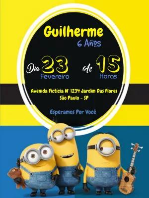 Convite de Aniversário Minions Editável Online e Rápido