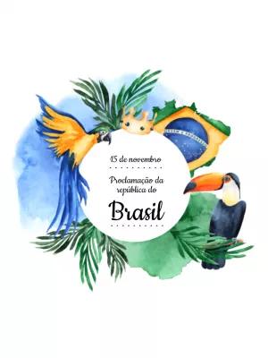 Post Proclamação da República com Ícones do Brasil Editável