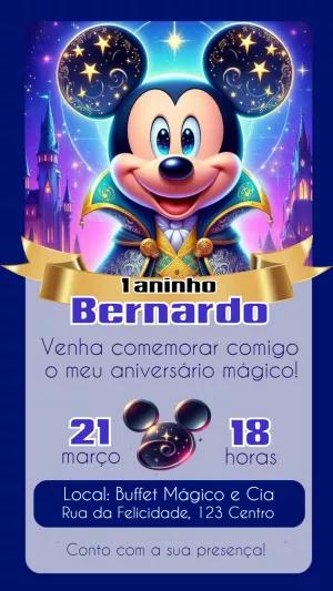 Convite Aniversário Mickey Mágico para Editar Online