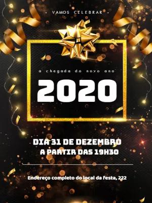 Convite de Réveillon Dourado Elegante para Editar Online