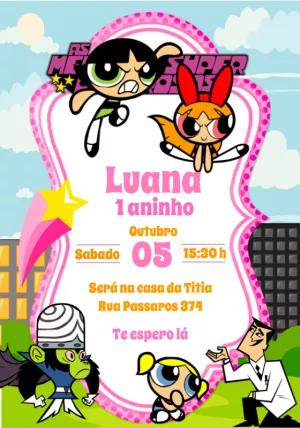 Convite de Aniversário Meninas Super Poderosas para Editar