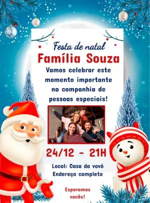 Convite de Natal com Foto da Família para Editar Online