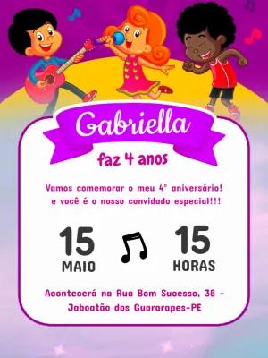 Convite de Aniversário 3 Palavrinhas para Editar Online