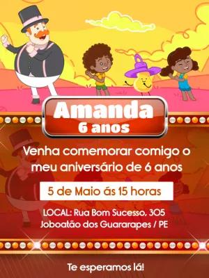 Convite de Aniversário Mundo Bita com Personagens para Editar