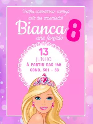 Convite de Aniversário Barbie Princesa para Editar Online