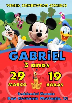 Convite de Aniversário Mickey Mouse e Amigos para Editar Online