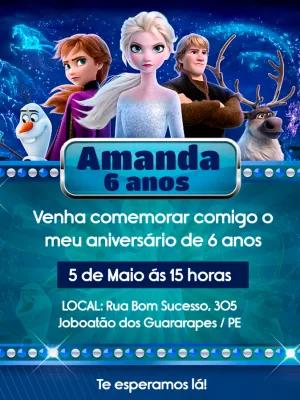 Convite de Aniversário Frozen com Personagens para Editar Online