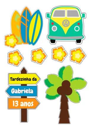Topo de Bolo Tardezinha Havaí para Editar e Imprimir