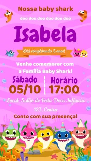 Convite de Aniversário Baby Shark para Editar Online