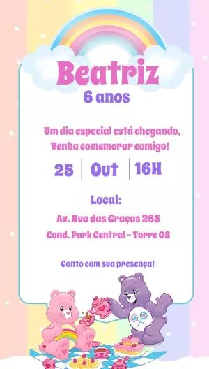 Convite Aniversário Ursinhos Carinhosos Editável Online