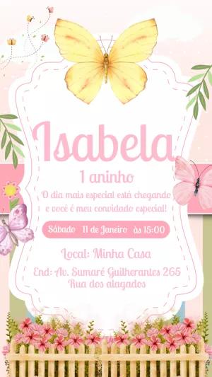 Convite Aniversário Jardim das Borboletas para Editar Online