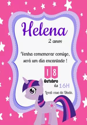 Convite Aniversário My Little Pony com Pôneis para Editar Online