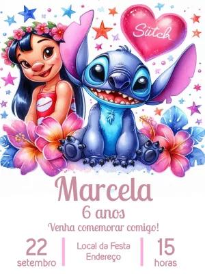 Convite de Aniversário Lilo e Stitch para Editar Online