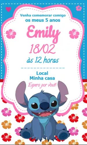 Convite de Aniversário Stitch para Editar e Imprimir