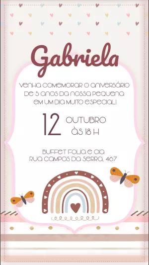 Convite de Aniversário Arco-íris Boho para Editar Online
