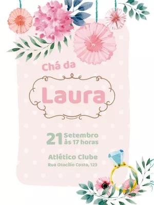 Convite de Chá de Panela Floral Aquarela para Editar Online