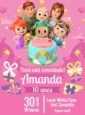 Convite de Aniversário Cocomelon para Editar Online