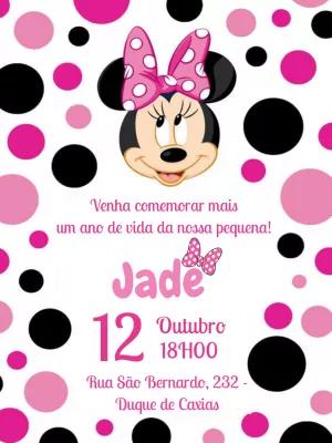Convite de Aniversário Minnie Rosa Editável para Imprimir