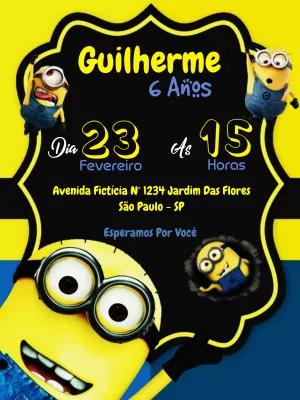Convite de Aniversário Minions Divertido para Editar Online