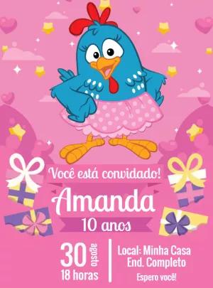 Convite de Aniversário Galinha Pintadinha para Editar Online