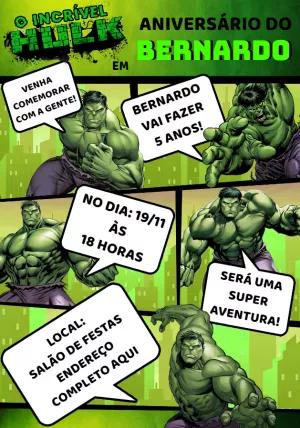 Convite de Aniversário do Hulk para Editar Online Facilmente
