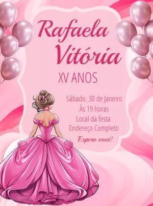 Convite de 15 Anos Princesa Rosa para Editar Online