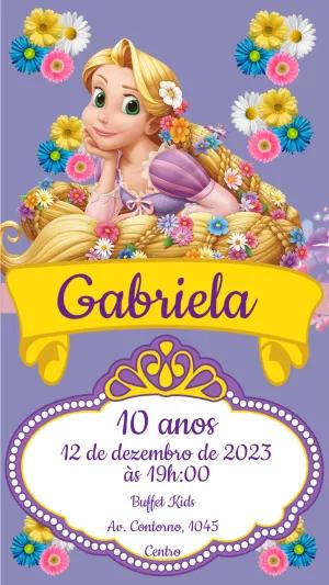 Convite Aniversário Rapunzel Enrolados para Editar Online