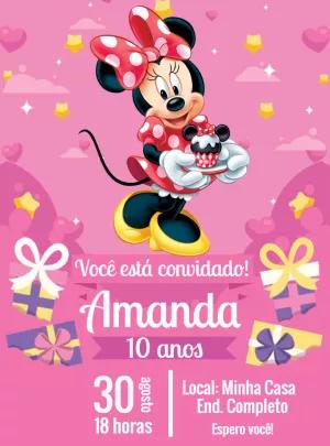 Convite Aniversário Minnie Confeiteira para Editar Online