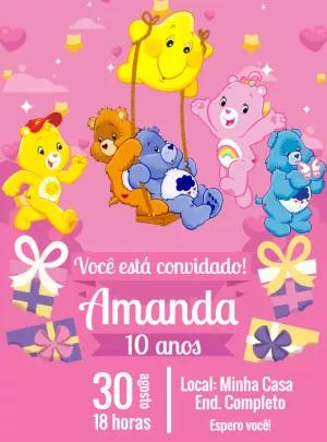 Convite de Aniversário Ursinhos Carinhosos para Editar Online