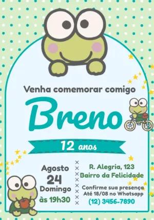 Convite de Aniversário Keroppi Editável Online para Imprimir