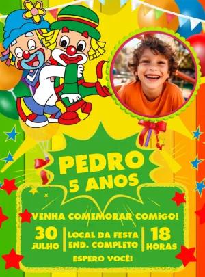 Convite Aniversário Patati Patatá com Foto para Editar Online