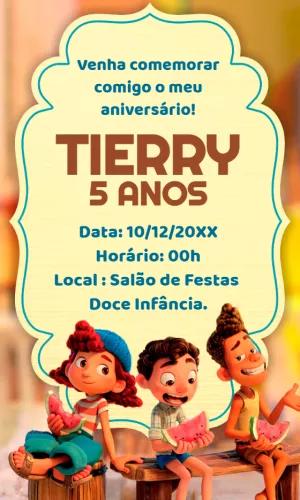Convite Aniversário Luca com Personagens para Editar Online