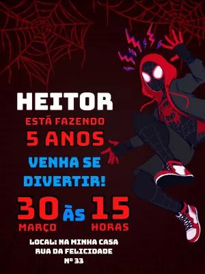 Convite Aniversário Homem Aranha Aranhaverso para Editar Online