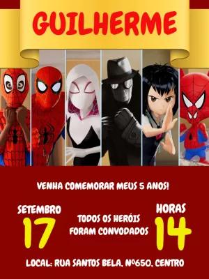 Convite Aniversário Homem-Aranha Aranhaverso para Editar Online