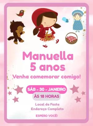 Convite de Aniversário Chapéuzinho Vermelho para Editar Online
