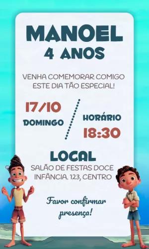 Convite Aniversário Luca Pixar para Editar e Enviar Online