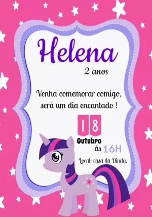 Convite Aniversário My Little Pony para Editar Online