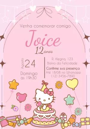 Convite de Aniversário Hello Kitty para Editar Online